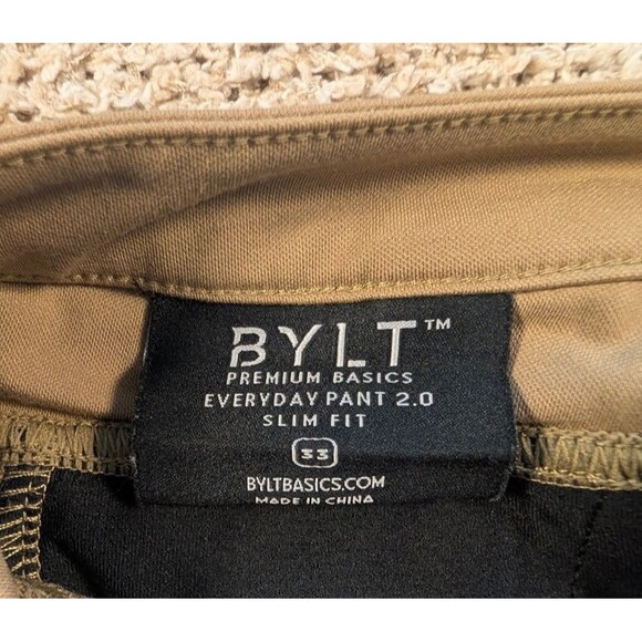 Bylt Everyday Pant 2.0 Men’s Slim Fit 33 (Fits 31) Tan Khaki Stretch Tech Chino - Picture 3 of 7